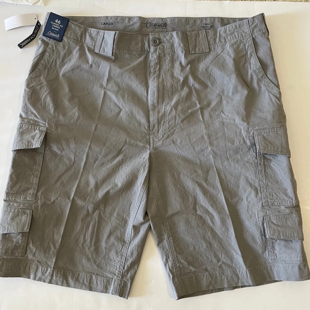 Roundtree & Yorke Casuals Men's Beige Classic Fit Big Man Cargo Shorts Size 46W